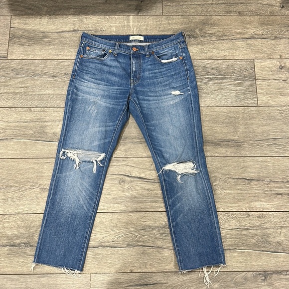 • Madewell • Women’s The Slim Boyjean: Raw-Hem Edition Blue Distressed 28 - Picture 3 of 6
